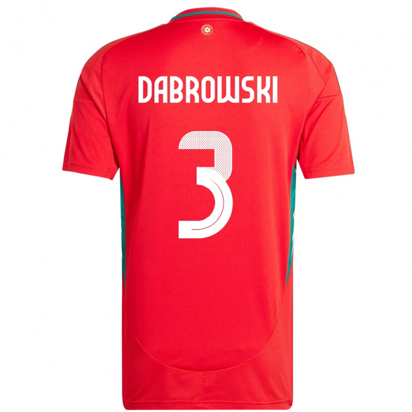 Danxen Dětské Wales Sebastian Dabrowski #3 Červený Domů Hráčské Dresy 24-26 Dres