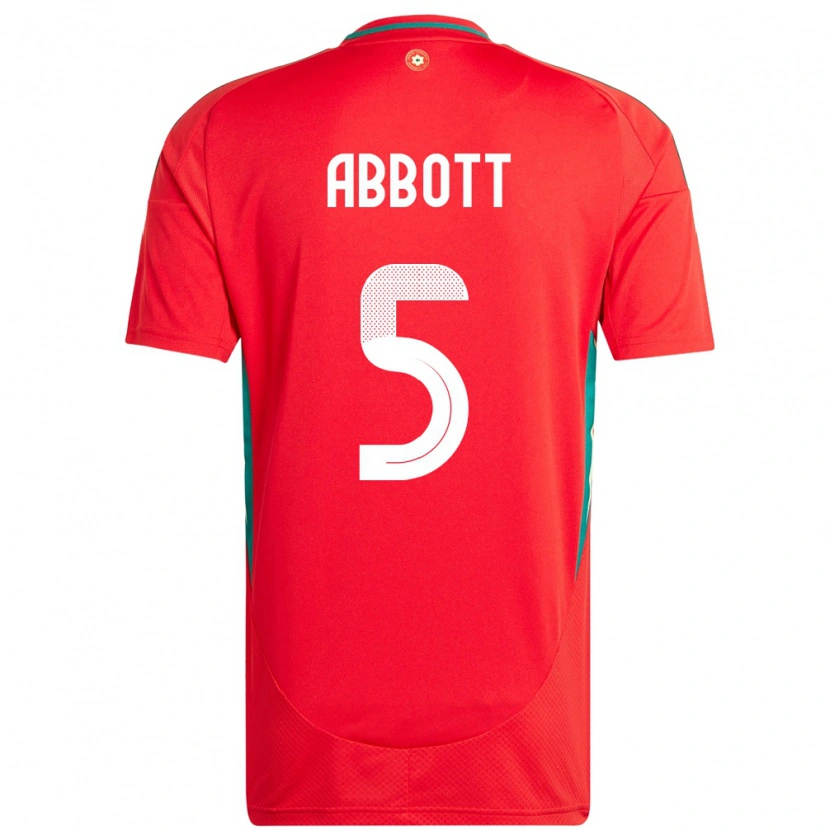 Danxen Dětské Wales George Abbott #5 Červený Domů Hráčské Dresy 24-26 Dres
