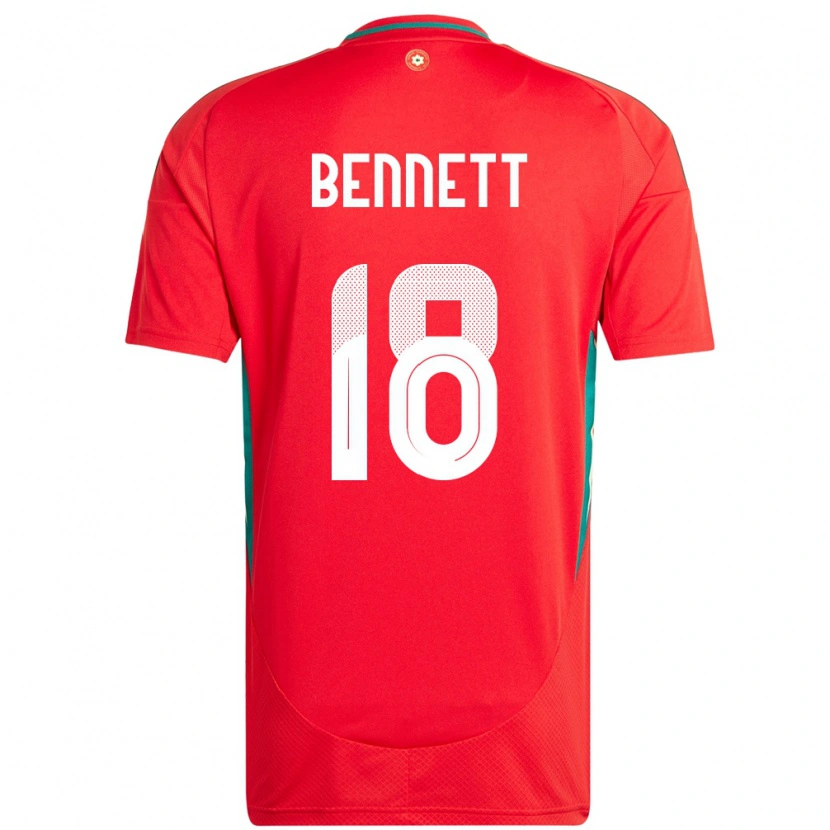Danxen Dětské Wales Murphy Bennett #18 Červený Domů Hráčské Dresy 24-26 Dres