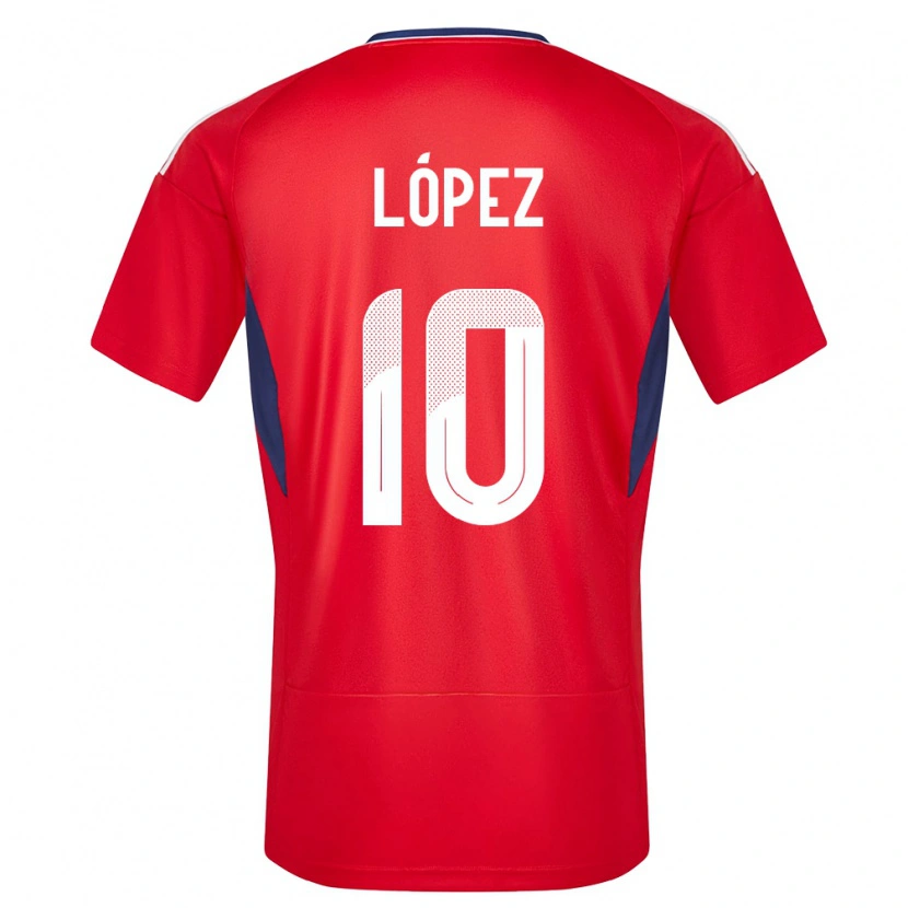 Danxen Dětské Kostarika Sebastián López #10 Červené Domů Hráčské Dresy 24-26 Dres