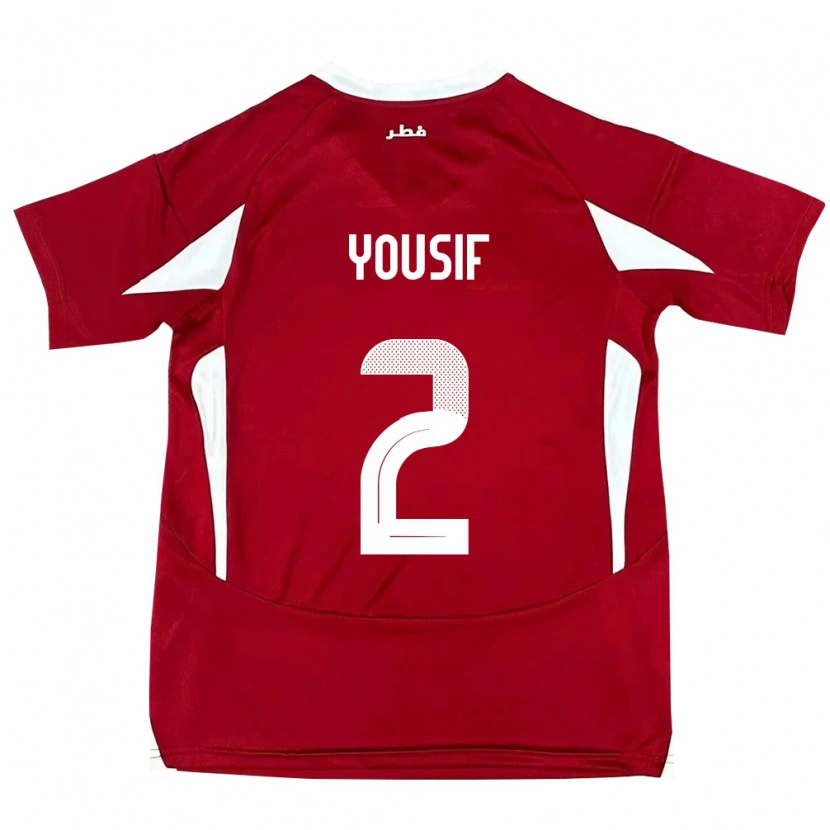 Danxen Dětské Katar Abdalla Yousif #2 Červený Domů Hráčské Dresy 24-26 Dres