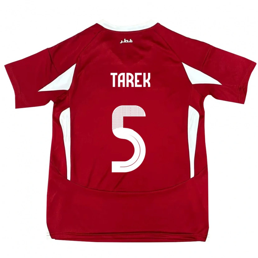 Danxen Dětské Katar Tarek Salman #5 Červený Domů Hráčské Dresy 24-26 Dres