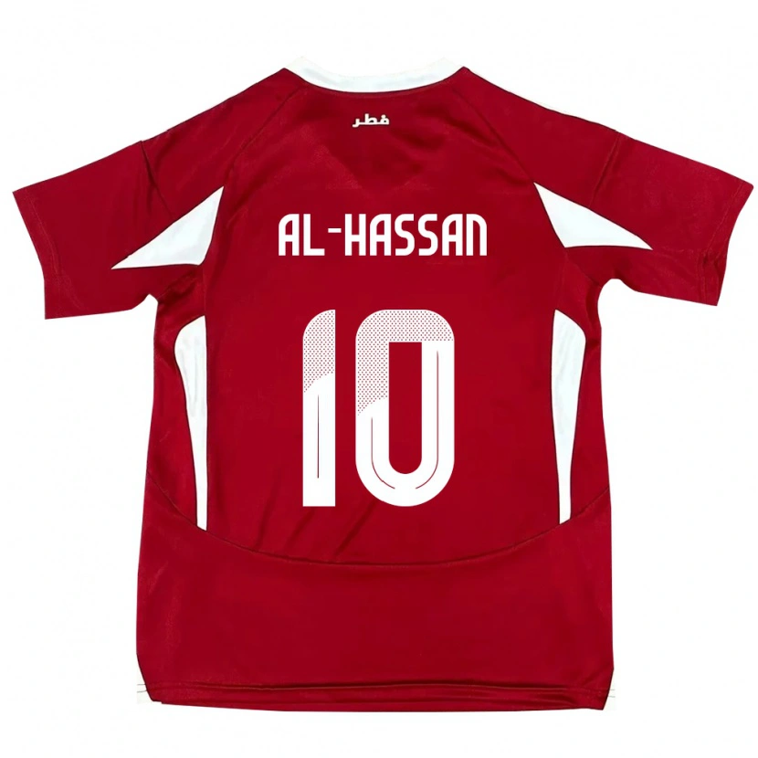 Danxen Dětské Katar Ibrahim Al-Hassan #10 Červený Domů Hráčské Dresy 24-26 Dres