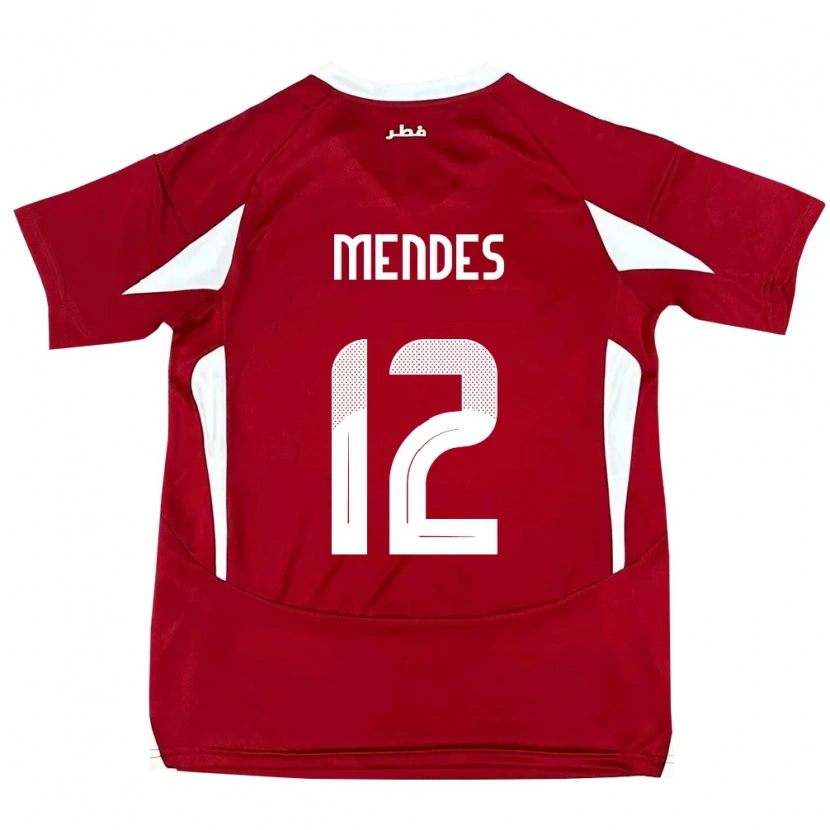 Danxen Dětské Katar Lucas Mendes #12 Červený Domů Hráčské Dresy 24-26 Dres
