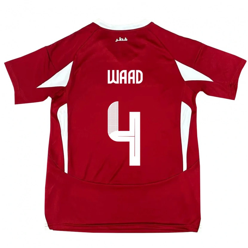 Danxen Dětské Katar Mohammed Waad #4 Červený Domů Hráčské Dresy 24-26 Dres