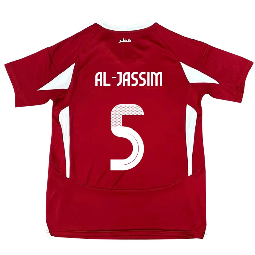 Danxen Dětské Katar Dana Al Jassim #5 Červený Domů Hráčské Dresy 24-26 Dres