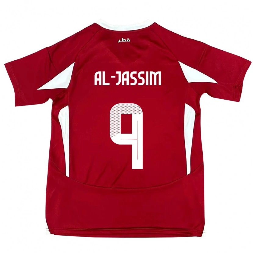 Danxen Dětské Katar Kholoud Al Jassim #9 Červený Domů Hráčské Dresy 24-26 Dres