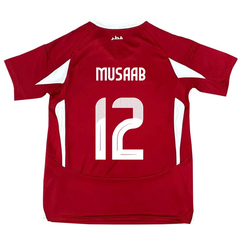 Danxen Dětské Katar Musaab Khidir #12 Červený Domů Hráčské Dresy 24-26 Dres
