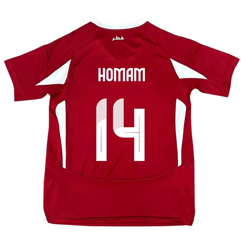 Danxen Dětské Katar Homam Ahmed #14 Červený Domů Hráčské Dresy 24-26 Dres