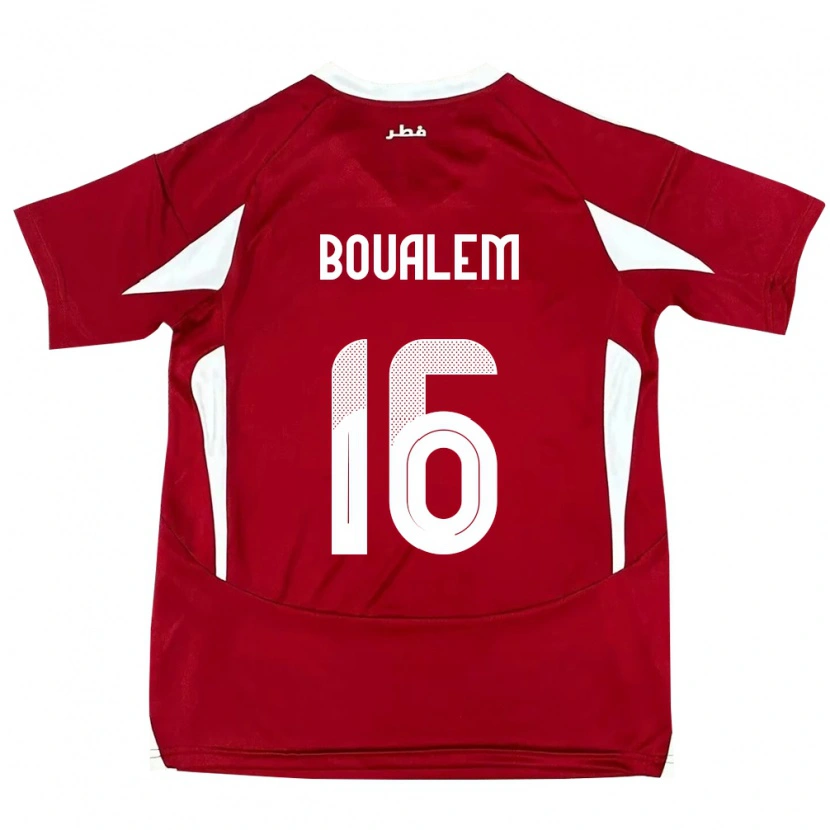 Danxen Dětské Katar Boualem Khoukhi #16 Červený Domů Hráčské Dresy 24-26 Dres