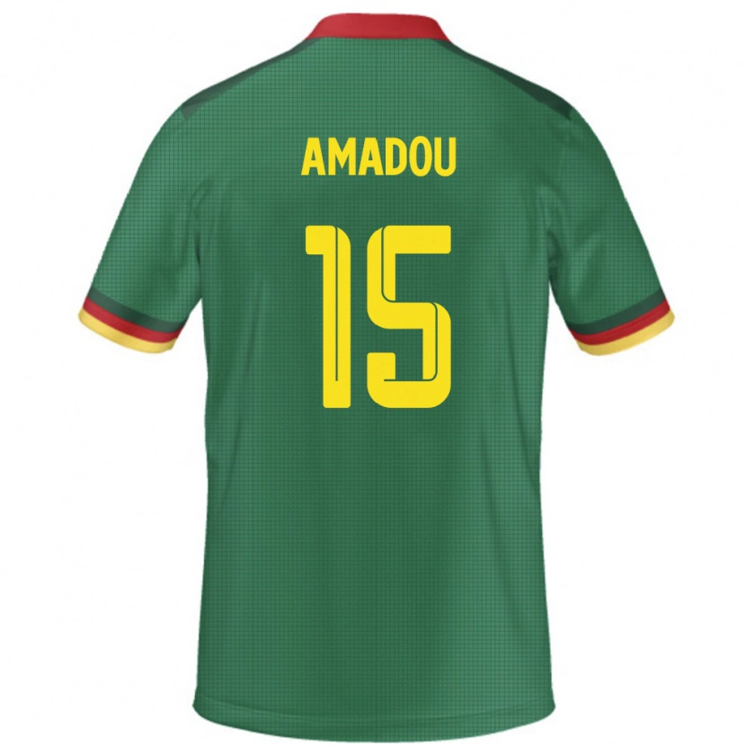 Danxen Dětské Kamerun Daouda Amadou #15 Zelený Domů Hráčské Dresy 24-26 Dres