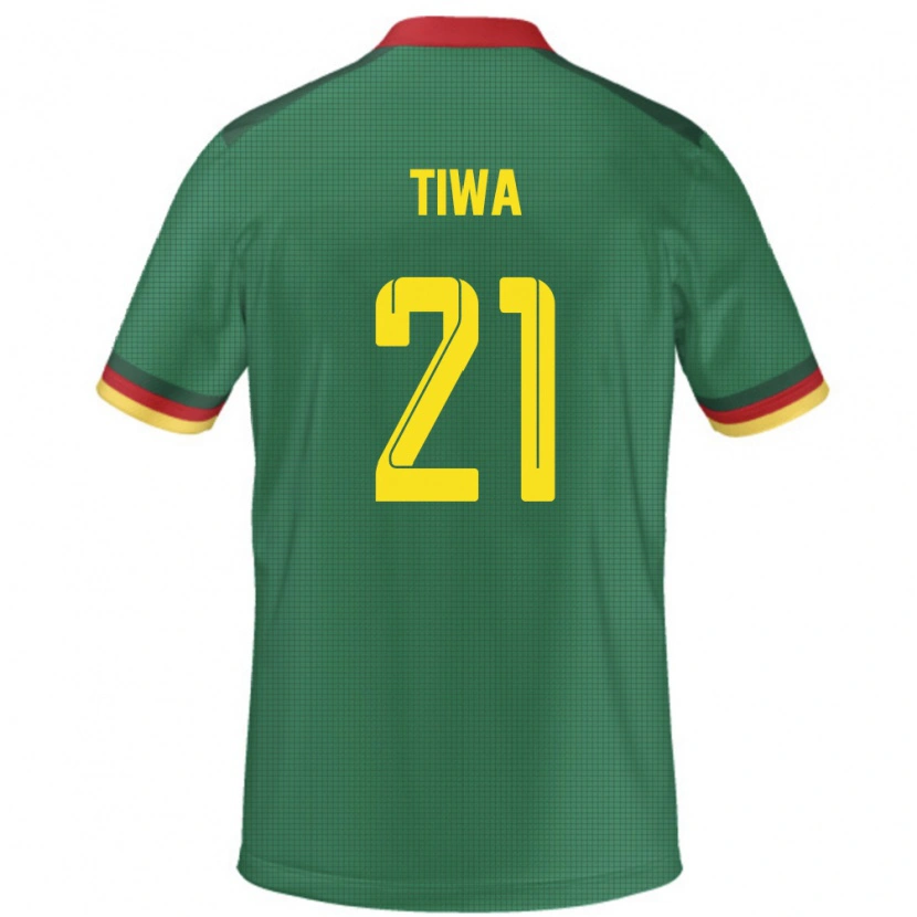 Danxen Dětské Kamerun Yvan Tiwa #21 Zelený Domů Hráčské Dresy 24-26 Dres