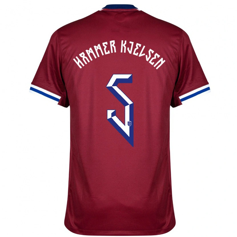 Danxen Dětské Norsko Aleksander Hammer Kjelsen #5 Červená Modrá Bílá Domů Hráčské Dresy 24-26 Dres
