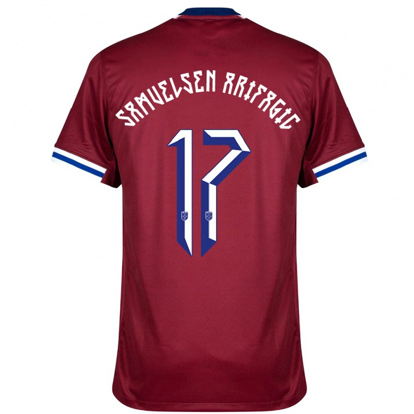 Danxen Dětské Norsko Elias Samuelsen Arifagic #17 Červená Modrá Bílá Domů Hráčské Dresy 24-26 Dres