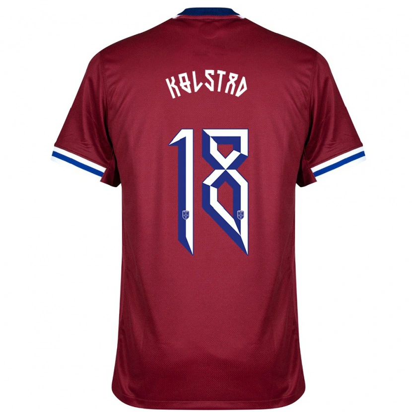 Danxen Dětské Norsko Lucas Kolstad #18 Červená Modrá Bílá Domů Hráčské Dresy 24-26 Dres
