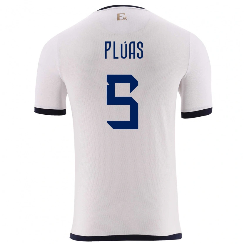 Danxen Dětské Ekvádor Erick Plúas #5 Bílý Daleko Hráčské Dresy 24-26 Dres