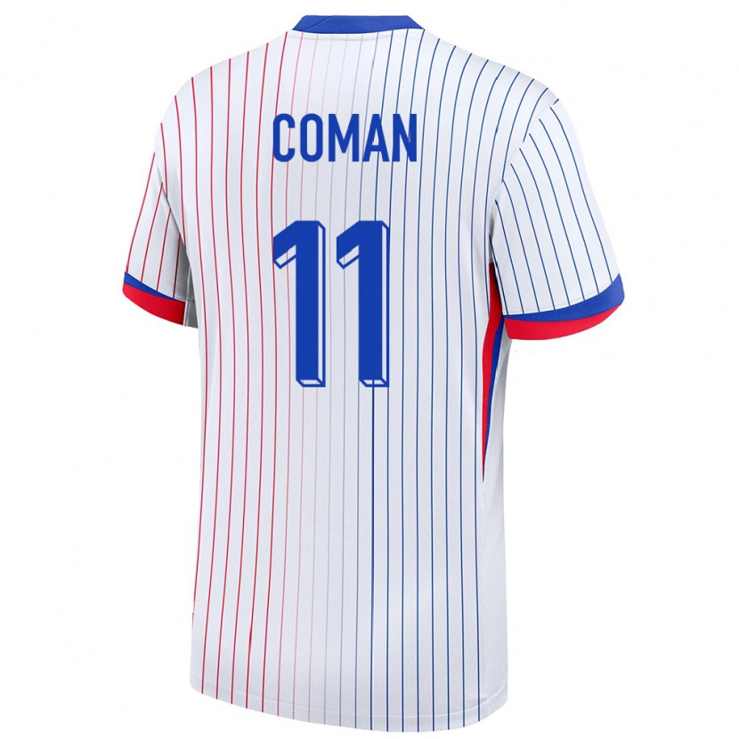 Danxen Dětské Francie Kingsley Coman #11 Bílý Daleko Hráčské Dresy 24-26 Dres