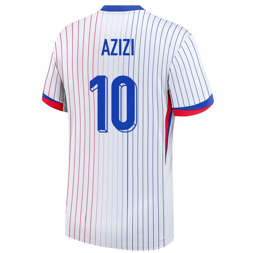 Danxen Dětské Francie Ilyas Azizi #10 Bílý Daleko Hráčské Dresy 24-26 Dres