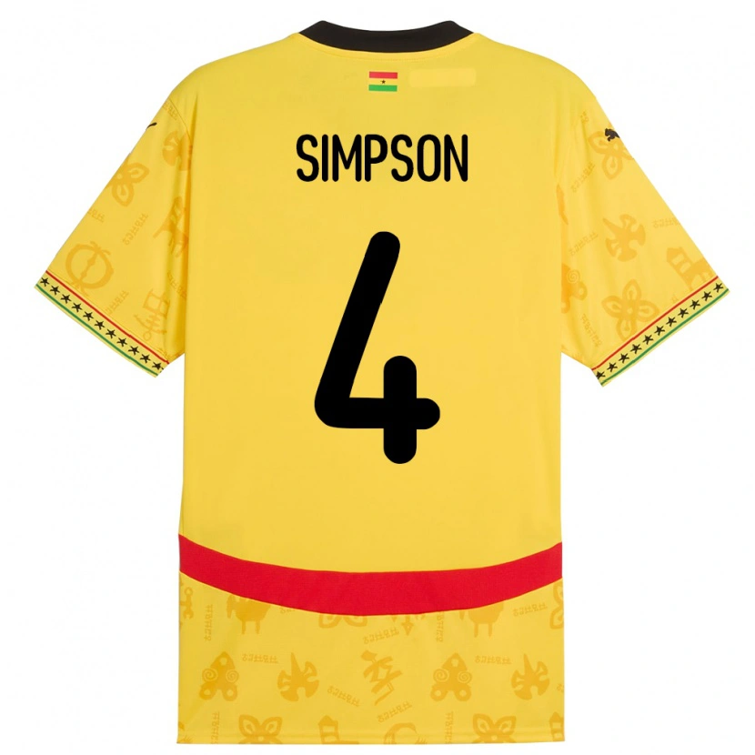 Danxen Dětské Ghana Razak Simpson #4 Žluť Daleko Hráčské Dresy 24-26 Dres