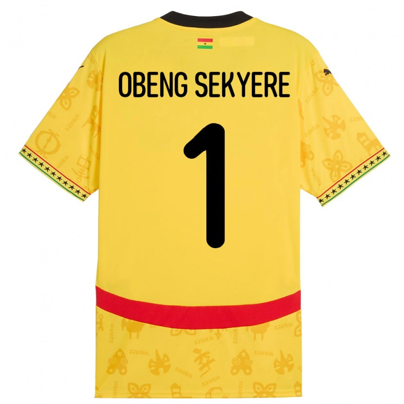 Danxen Dětské Ghana Gregory Obeng Sekyere #1 Žluť Daleko Hráčské Dresy 24-26 Dres
