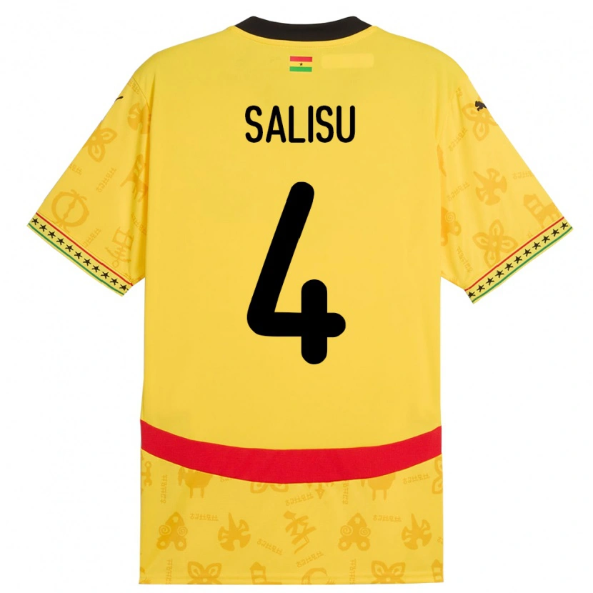 Danxen Dětské Ghana Mohammed Salisu #4 Žluť Daleko Hráčské Dresy 24-26 Dres