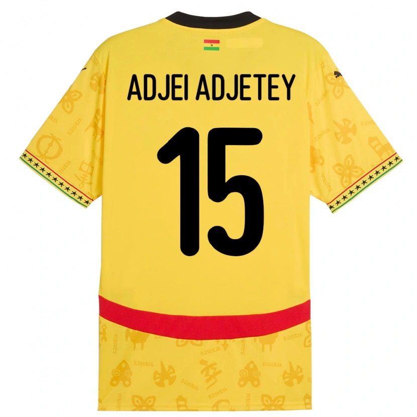 Danxen Dětské Ghana Jonas Adjei Adjetey #15 Žluť Daleko Hráčské Dresy 24-26 Dres