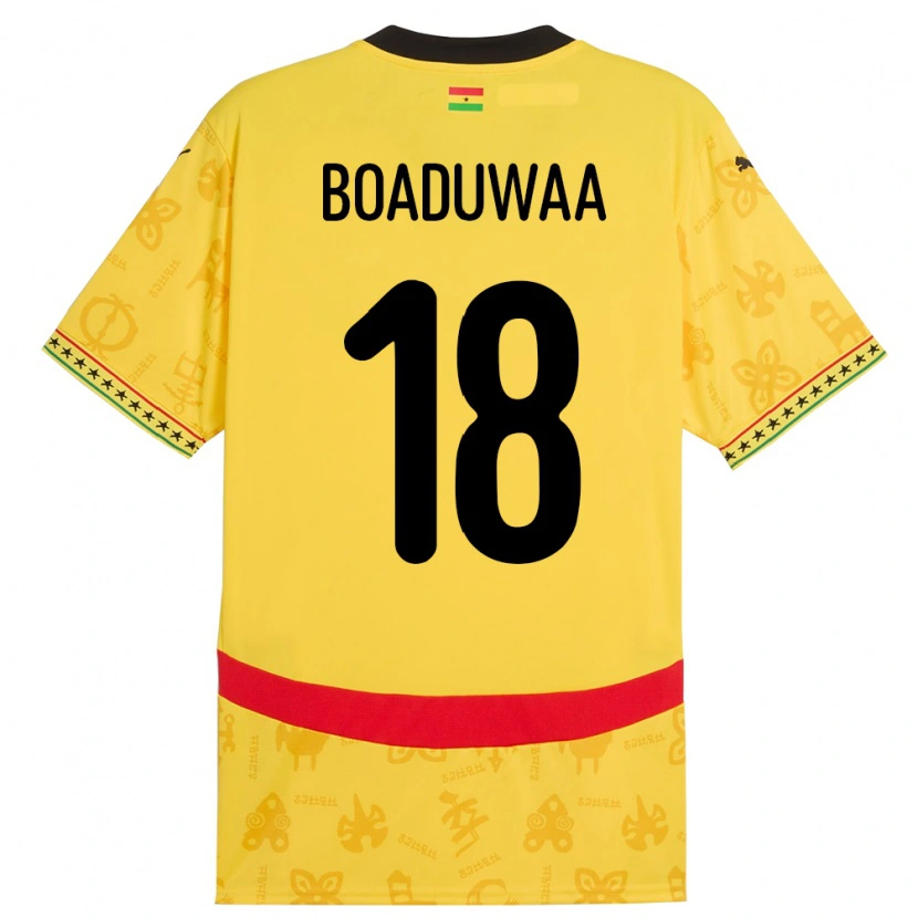 Danxen Dětské Ghana Doris Boaduwaa #18 Žluť Daleko Hráčské Dresy 24-26 Dres