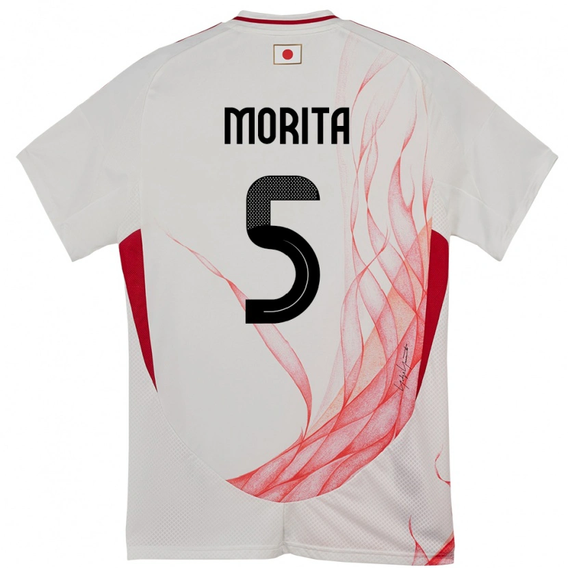 Danxen Dětské Japonsko Hidemasa Morita #5 Bílý Daleko Hráčské Dresy 24-26 Dres