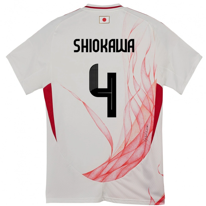 Danxen Dětské Japonsko Harumichi Shiokawa #4 Bílý Daleko Hráčské Dresy 24-26 Dres