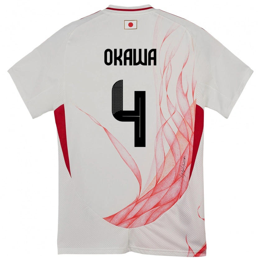 Danxen Dětské Japonsko Yugo Okawa #4 Bílý Daleko Hráčské Dresy 24-26 Dres