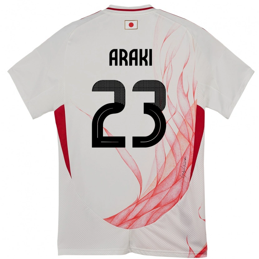 Danxen Dětské Japonsko Rui Araki #23 Bílý Daleko Hráčské Dresy 24-26 Dres