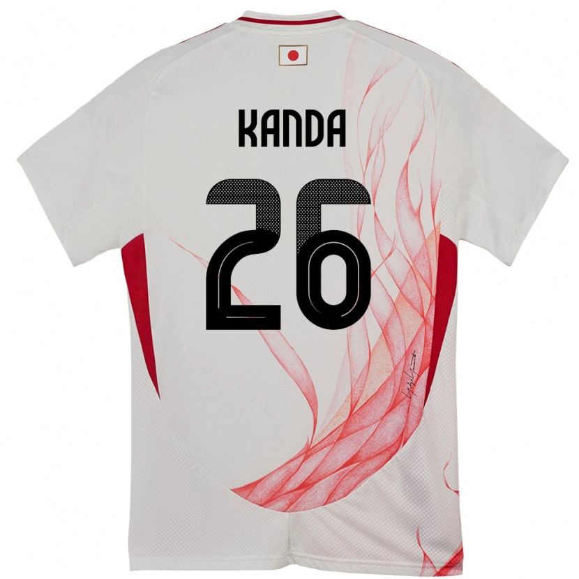 Danxen Dětské Japonsko Hiroto Kanda #26 Bílý Daleko Hráčské Dresy 24-26 Dres