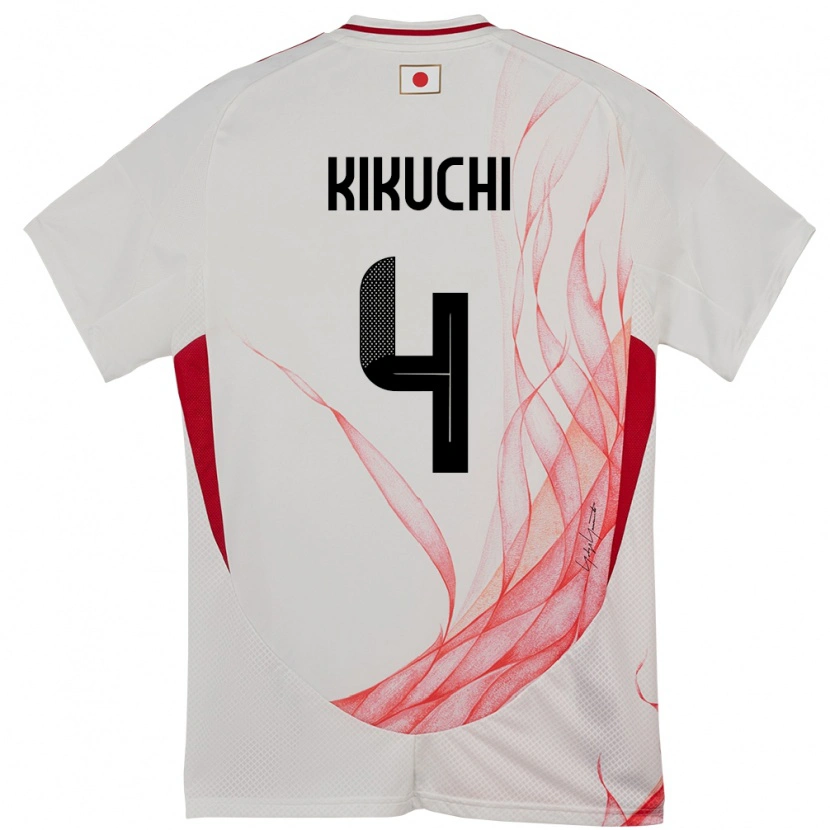 Danxen Dětské Japonsko Shuta Kikuchi #4 Bílý Daleko Hráčské Dresy 24-26 Dres