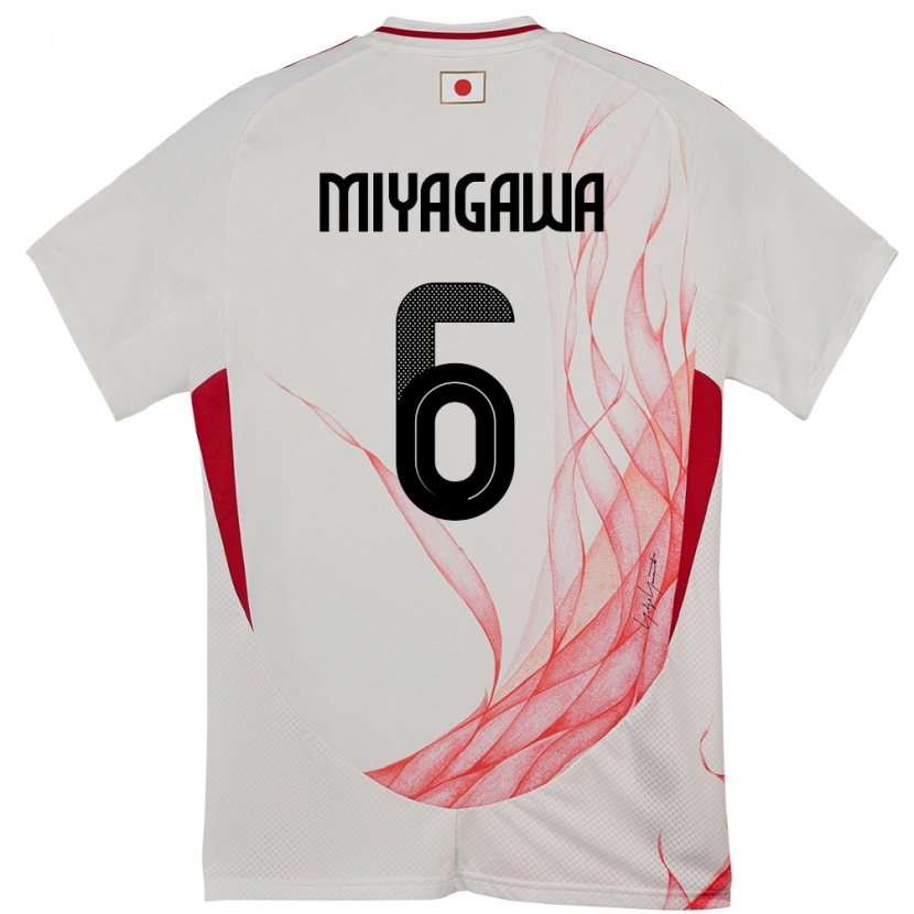 Danxen Dětské Japonsko Asato Miyagawa #6 Bílý Daleko Hráčské Dresy 24-26 Dres