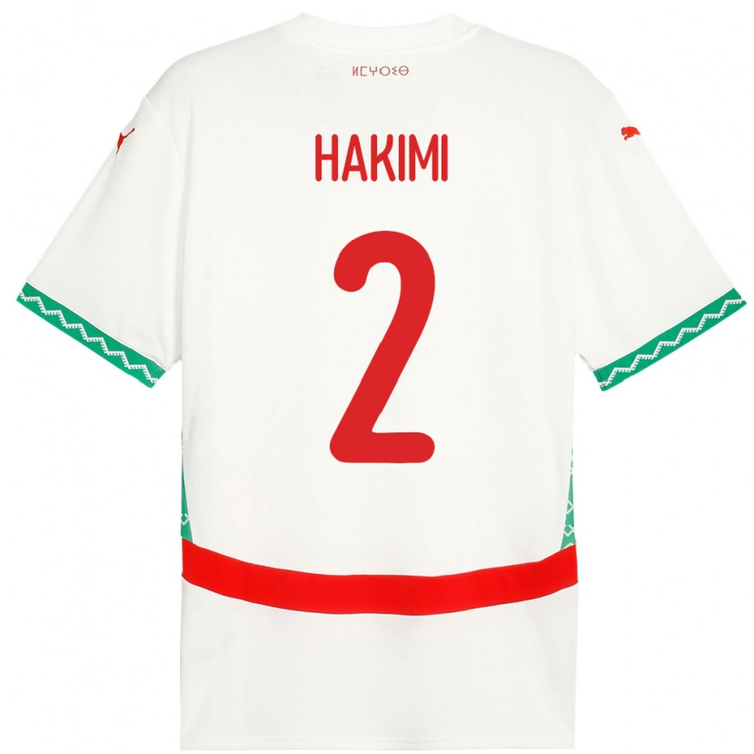 Danxen Dětské Maroko Achraf Hakimi #2 Bílý Daleko Hráčské Dresy 24-26 Dres