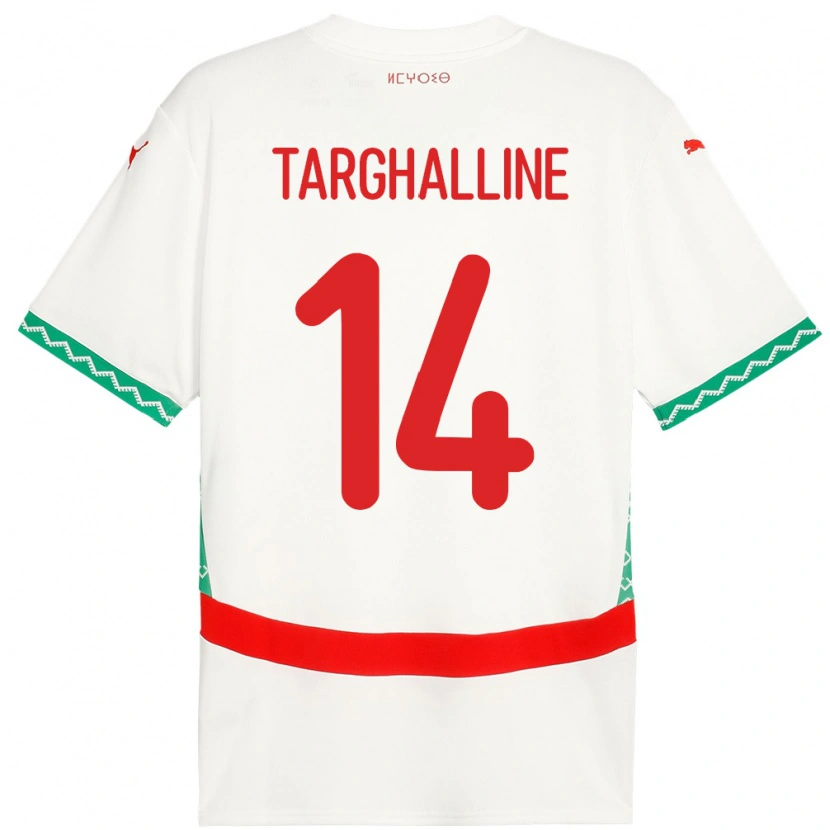 Danxen Dětské Maroko Oussama Targhalline #14 Bílý Daleko Hráčské Dresy 24-26 Dres