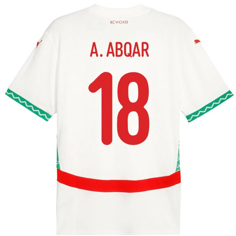 Danxen Dětské Maroko Abdel Abqar #18 Bílý Daleko Hráčské Dresy 24-26 Dres