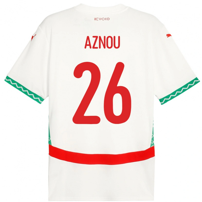 Danxen Dětské Maroko Adam Aznou #26 Bílý Daleko Hráčské Dresy 24-26 Dres