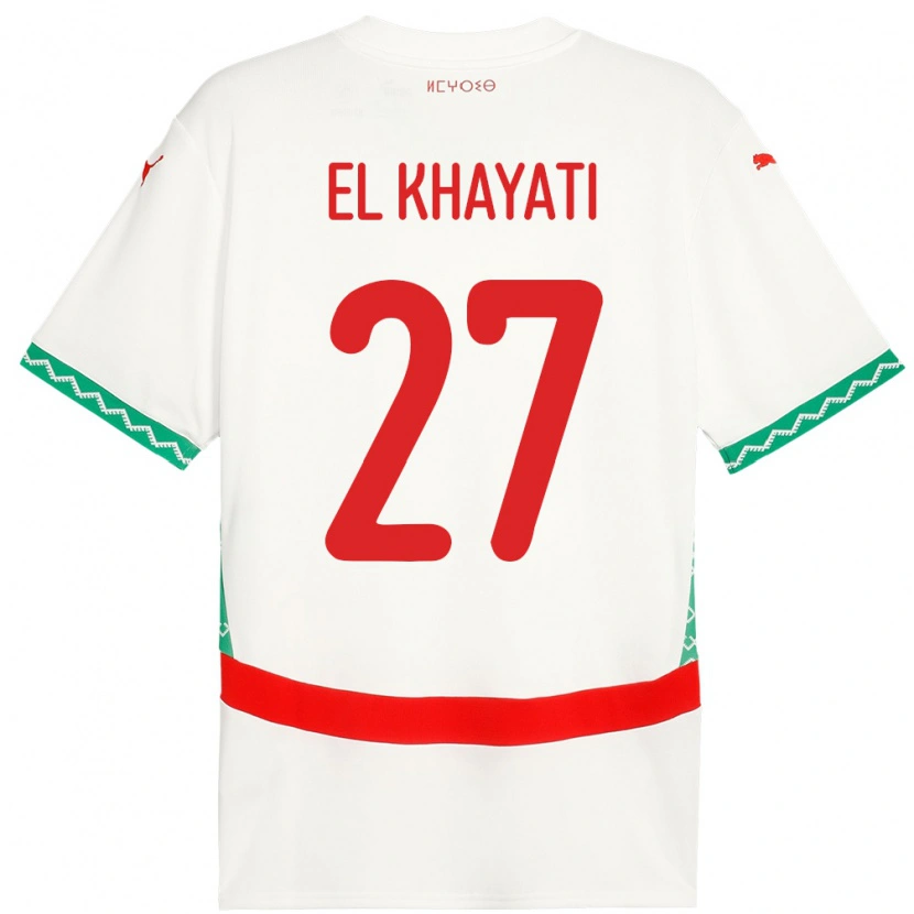Danxen Dětské Maroko Ayoub El Khayati #27 Bílý Daleko Hráčské Dresy 24-26 Dres