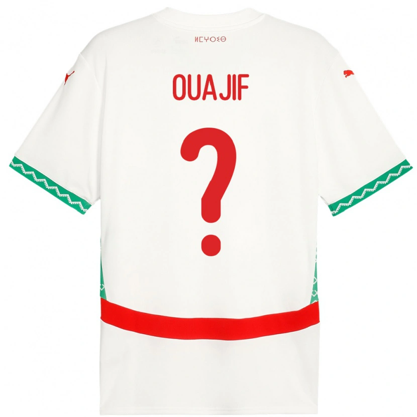 Danxen Dětské Maroko Naël Ouajif #0 Bílý Daleko Hráčské Dresy 24-26 Dres