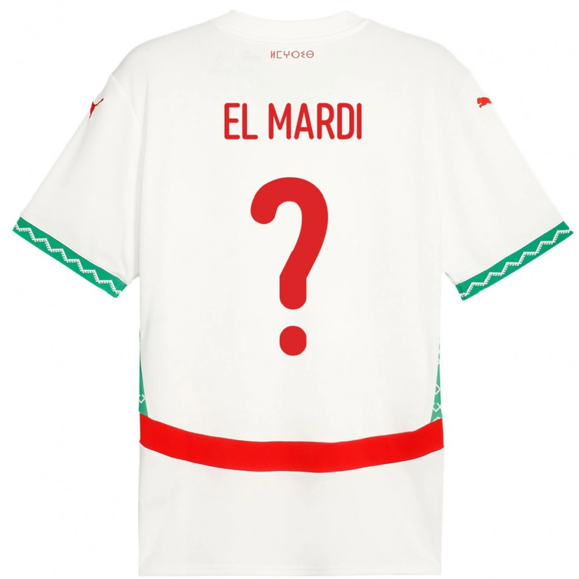 Danxen Dětské Maroko Ziyad El Mardi #0 Bílý Daleko Hráčské Dresy 24-26 Dres