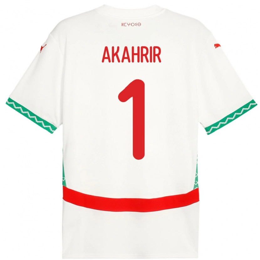 Danxen Dětské Maroko Mohamed Akahrir #1 Bílý Daleko Hráčské Dresy 24-26 Dres