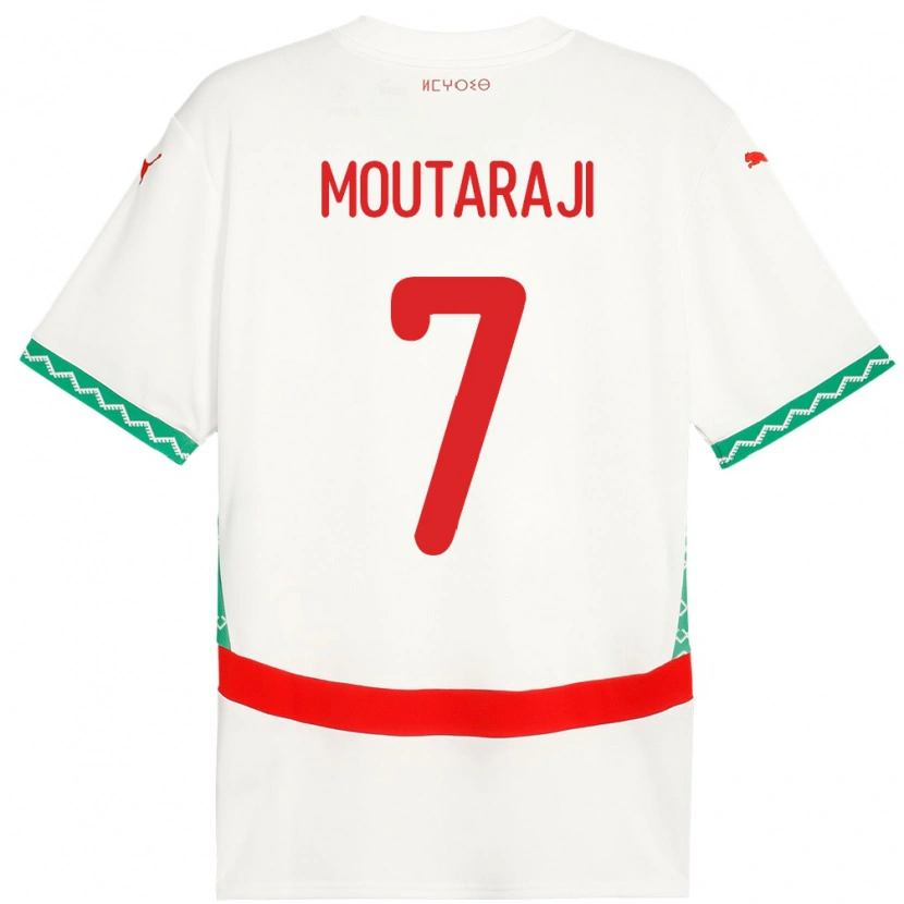 Danxen Dětské Maroko Ismail Moutaraji #7 Bílý Daleko Hráčské Dresy 24-26 Dres
