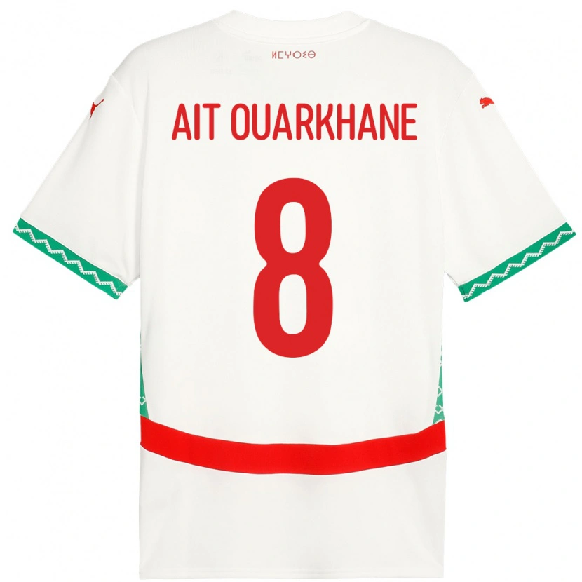 Danxen Dětské Maroko Khalid Aït Ouarkhane #8 Bílý Daleko Hráčské Dresy 24-26 Dres