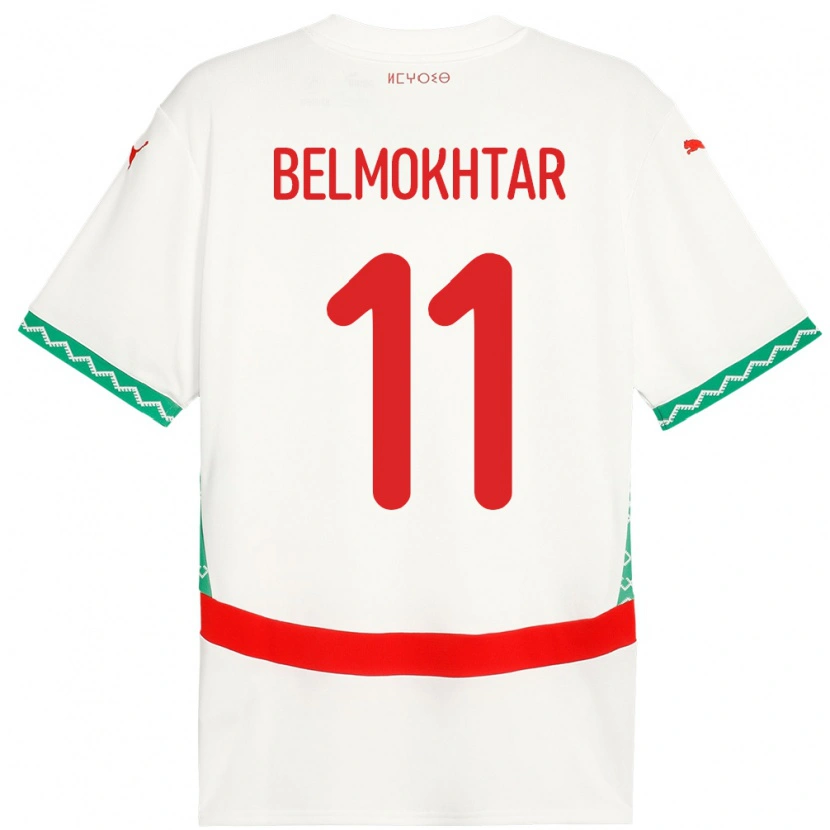 Danxen Dětské Maroko Ilies Belmokhtar #11 Bílý Daleko Hráčské Dresy 24-26 Dres