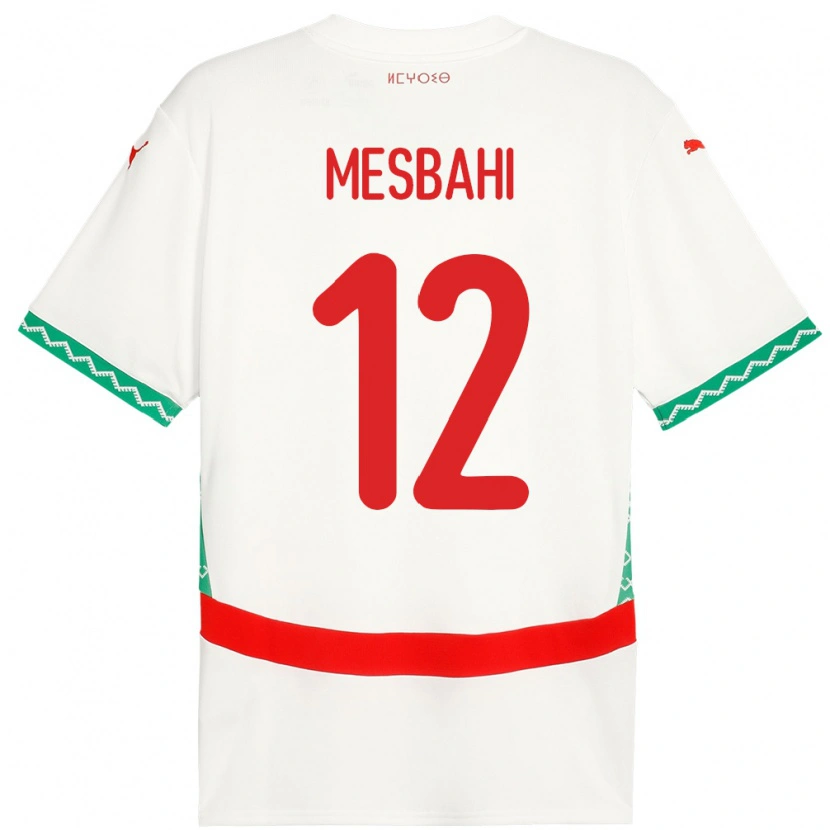 Danxen Dětské Maroko Hakim Mesbahi #12 Bílý Daleko Hráčské Dresy 24-26 Dres