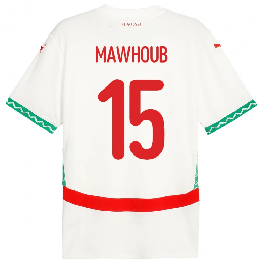Danxen Dětské Maroko Ahmed Mawhoub #15 Bílý Daleko Hráčské Dresy 24-26 Dres