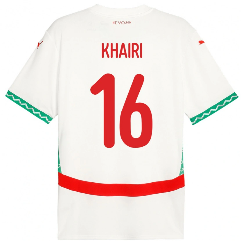 Danxen Dětské Maroko Ayoub Khairi #16 Bílý Daleko Hráčské Dresy 24-26 Dres