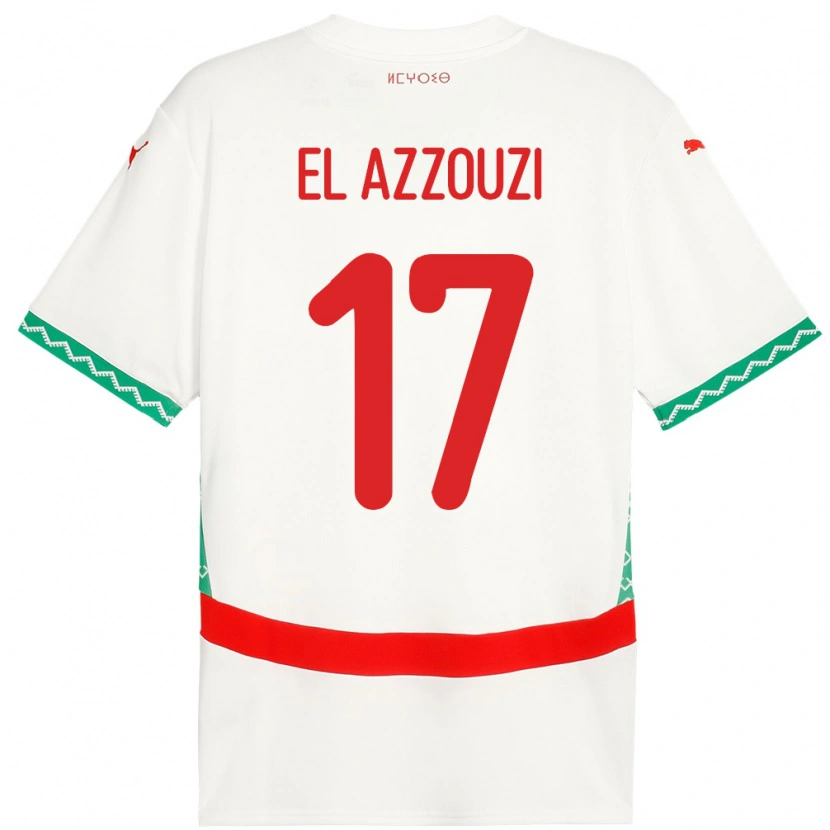 Danxen Dětské Maroko Oussama El Azzouzi #17 Bílý Daleko Hráčské Dresy 24-26 Dres
