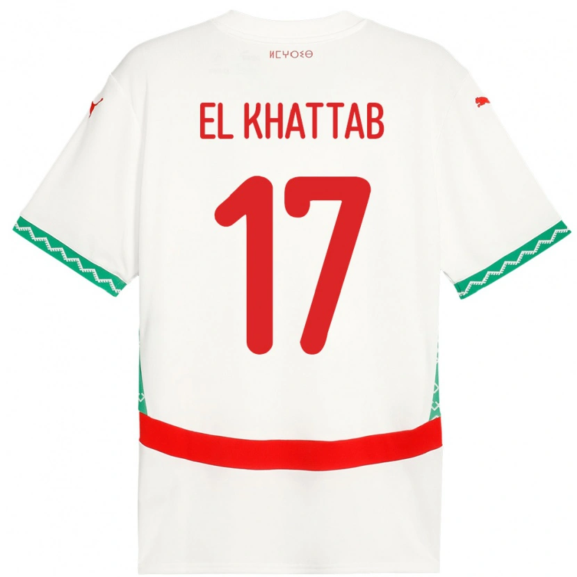 Danxen Dětské Maroko Omar El Khattab #17 Bílý Daleko Hráčské Dresy 24-26 Dres